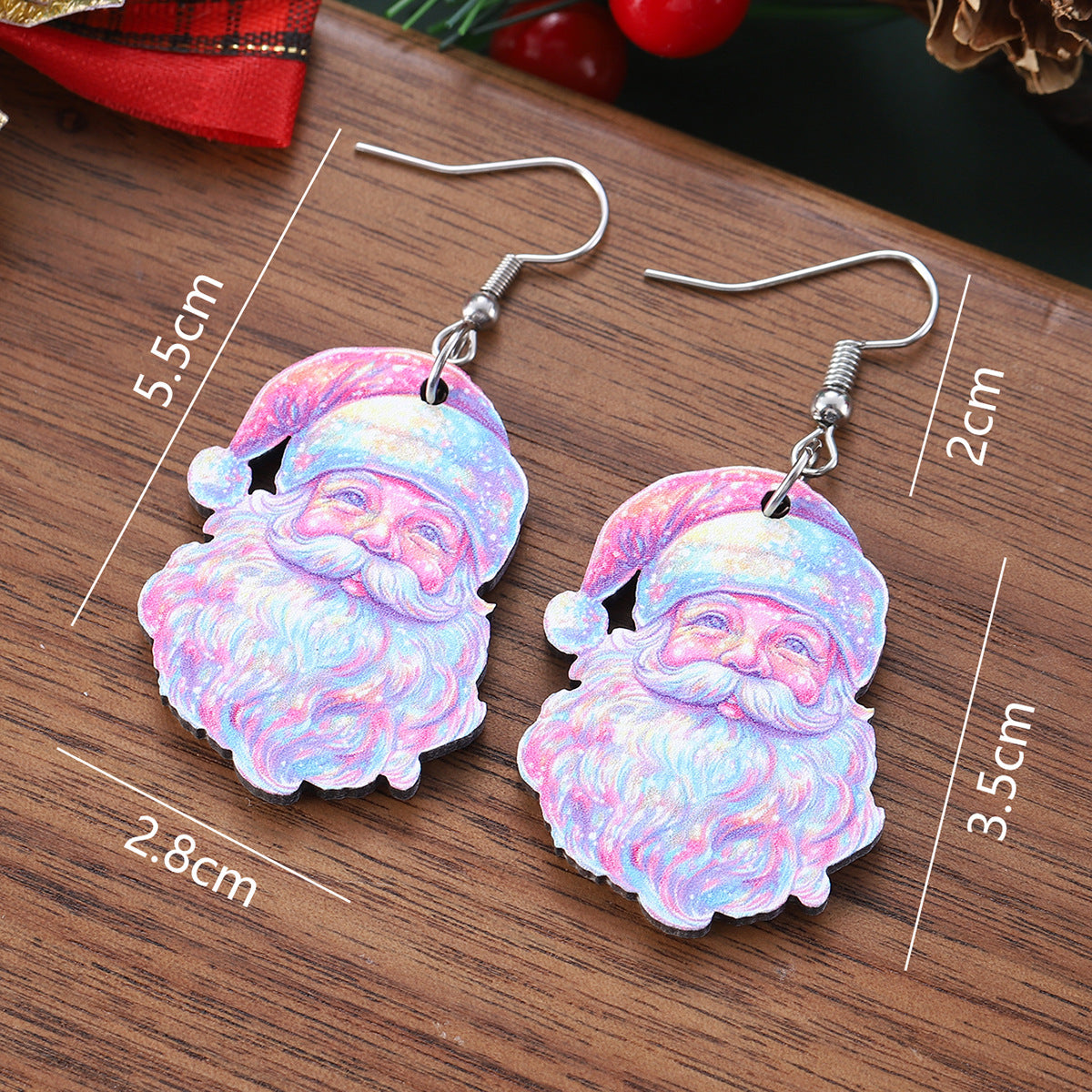 Wholesale  Christmas wooden double-sided  earrings